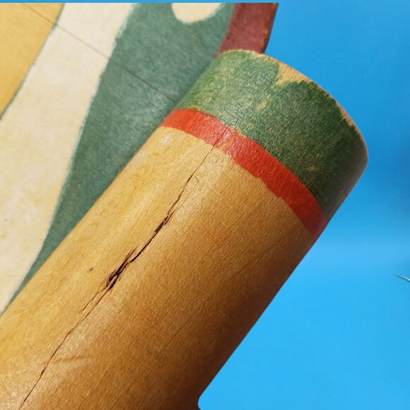 Vintage 1950s Scandinavian Folk Art Wooden Serving Tray • Hand Painted Floral Tu - Picture 7 of 7